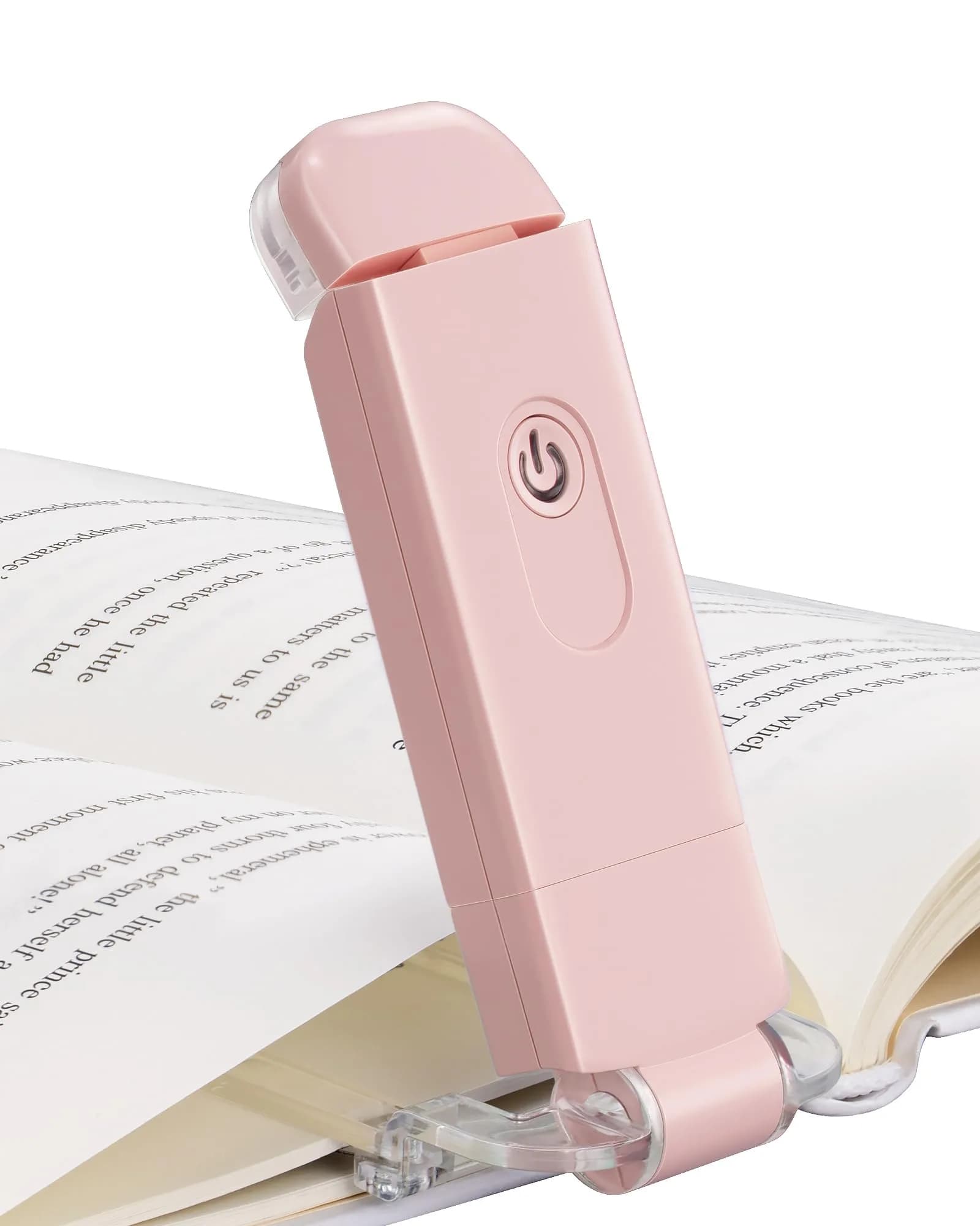 DEWENWILS Light Pink Clip-On Book Reading Light with USB Rechargeable Battery - main product image