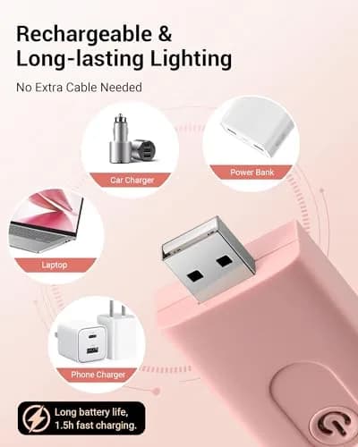 DEWENWILS USB Rechargeable LED Book Light for Reading in Bed | Eye-Care Amber & Warm White, Portable & Flexible (70-120c) thumbnail 3