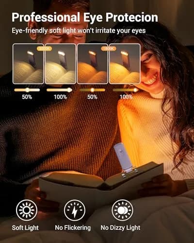 DEWENWILS Purple Clip-On Book Reading Light with USB Rechargeable Battery & Adjustable Brightness thumbnail 2