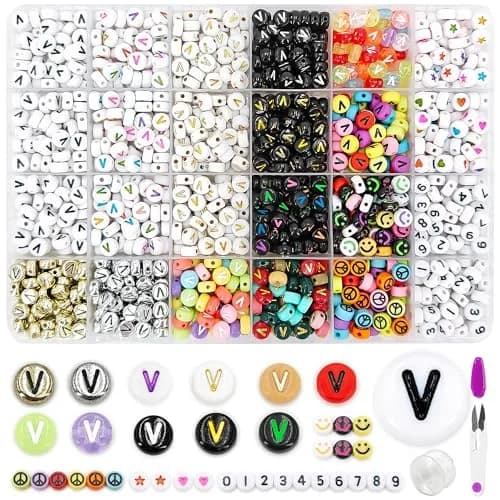 MIIIM Craft Bead Set 1200pcs 12 Styles Letter V & More | Acrylic, Round, 7mm Diameter thumbnail 1