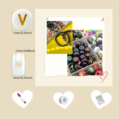 MIIIM Craft Bead Set 1200pcs 12 Styles Letter V & More | Acrylic, Round, 7mm Diameter thumbnail 2
