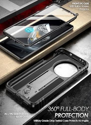 Poetic Revolution Case for OnePlus 12 5G Black | Full Body Rugged Shockproof with Kickstand & Screen Protector thumbnail 3