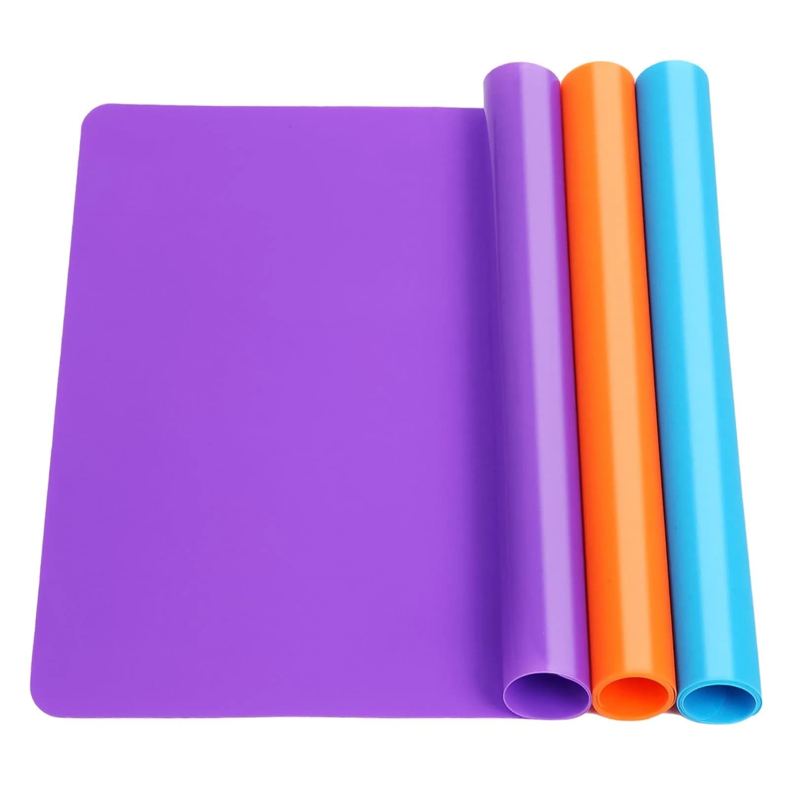 aoulela Silicone Crafting Mats 3 Pack | Nonstick, Heat-Resistant, A3 Size for Jewelry & Resin Crafts — Blue purple orange