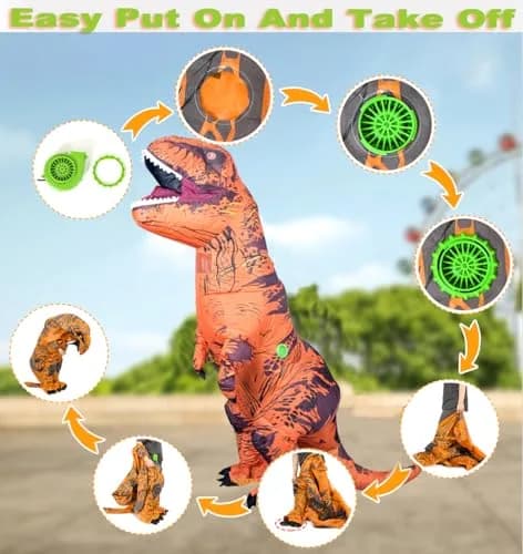 TO.BE.NO.1 Towards The First inflatable dinosaur costume adult, T-Rex Dinosaur Costume Adults Funny Cosplay Halloween (Brown Dinosaur) | Realistic & Durable thumbnail 4