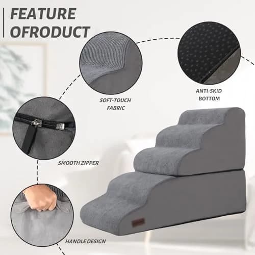 aodisman 5-Step Dog Stairs and Ramp for High Bed 68.58cm (27 inches) | Stable Support for Small Dogs & Cats thumbnail 7
