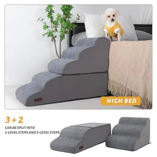 aodisman 5-Step Dog Stairs and Ramp for High Bed 68.58cm (27 inches) | Stable Support for Small Dogs & Cats thumbnail 4