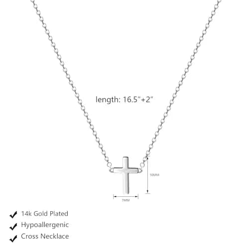 HERIER Cross Necklace for Women 14K Gold Plated | Small Silver Cross Pendant, Trendy & Elegant (70-120 chars) thumbnail 4