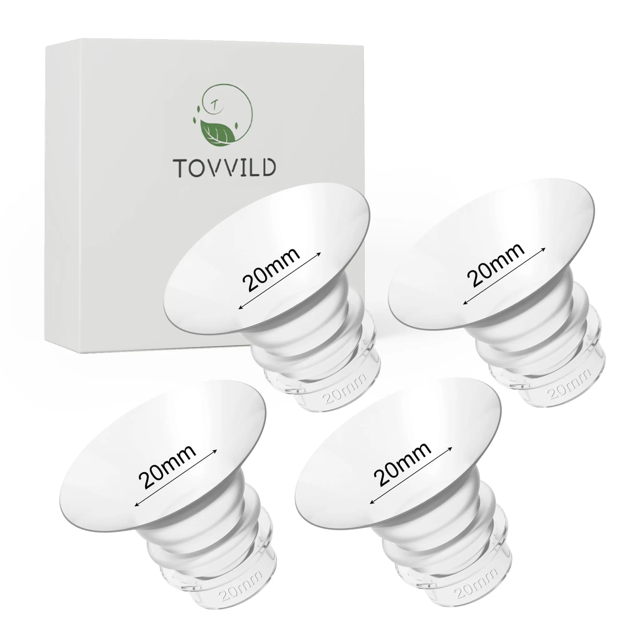 TOVVILD 20mm Flange Inserts for 24mm Flanges, 4 Pack | BPA-Free Silicone for Comfortable Pumping - main product image