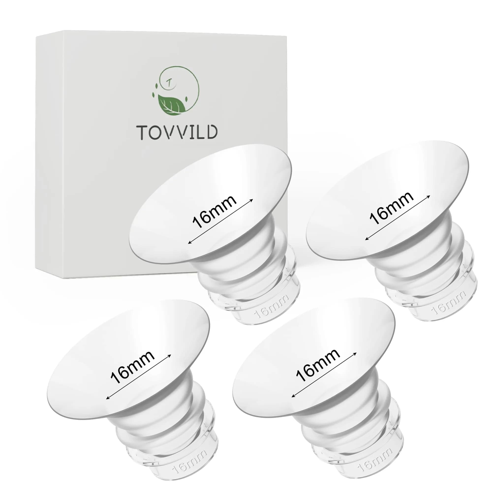 TOVVILD 16mm Flange Inserts for 24mm Flanges, 4 Pack | BPA-Free Silicone for Comfortable Pumping