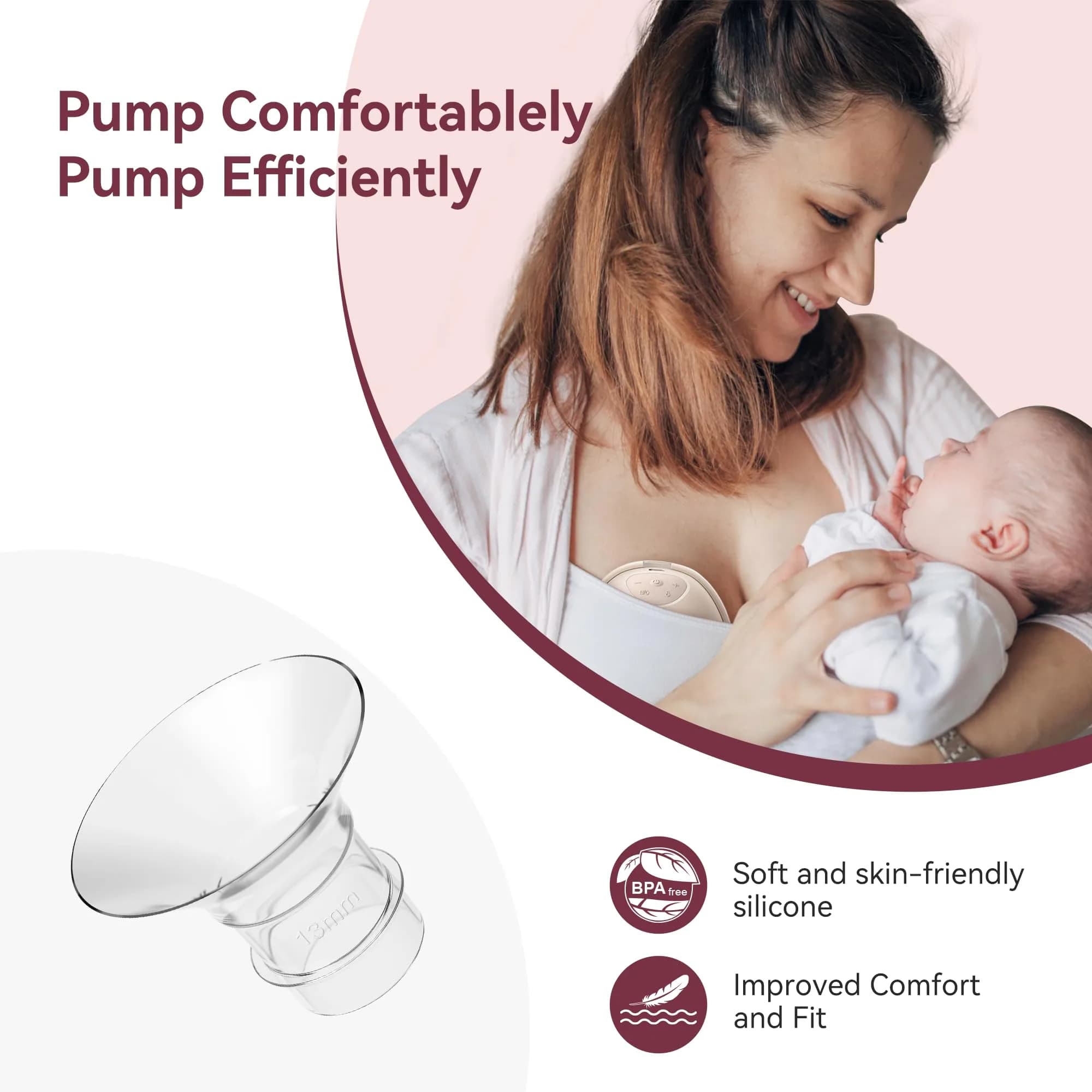 TOVVILD 16mm Flange Inserts for 24mm Flanges, 4 Pack | BPA-Free Silicone for Comfortable Pumping - view 7