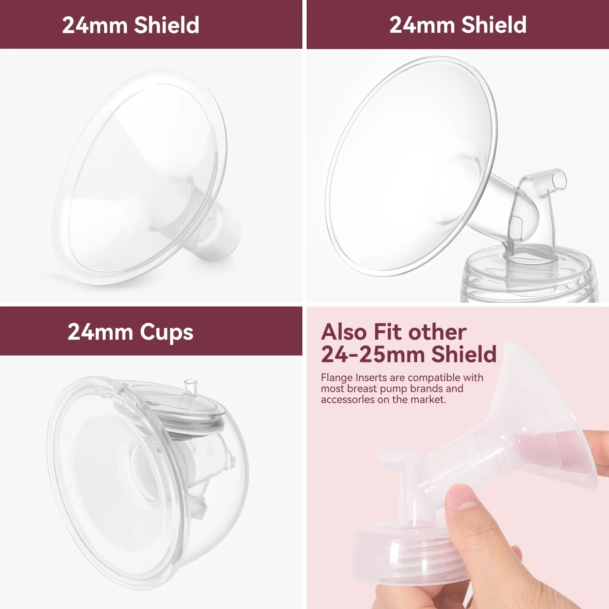 TOVVILD 16mm Flange Inserts for 24mm Flanges, 4 Pack | BPA-Free Silicone for Comfortable Pumping - view 3
