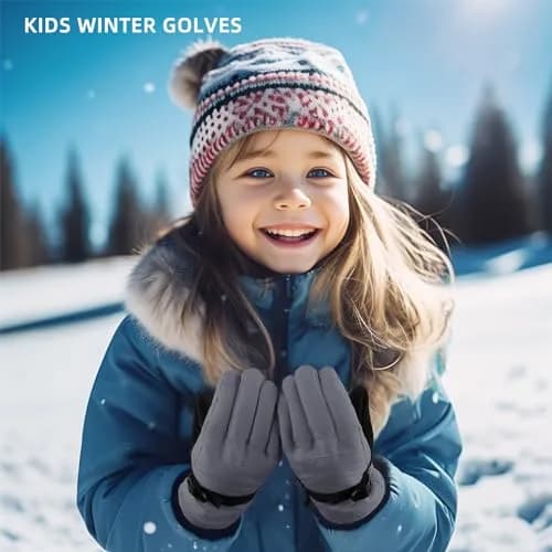 AMYIPO Kids Winter Snow Ski Gloves B - Rose | Water Resistant & Windproof (6-8 Years) thumbnail 5