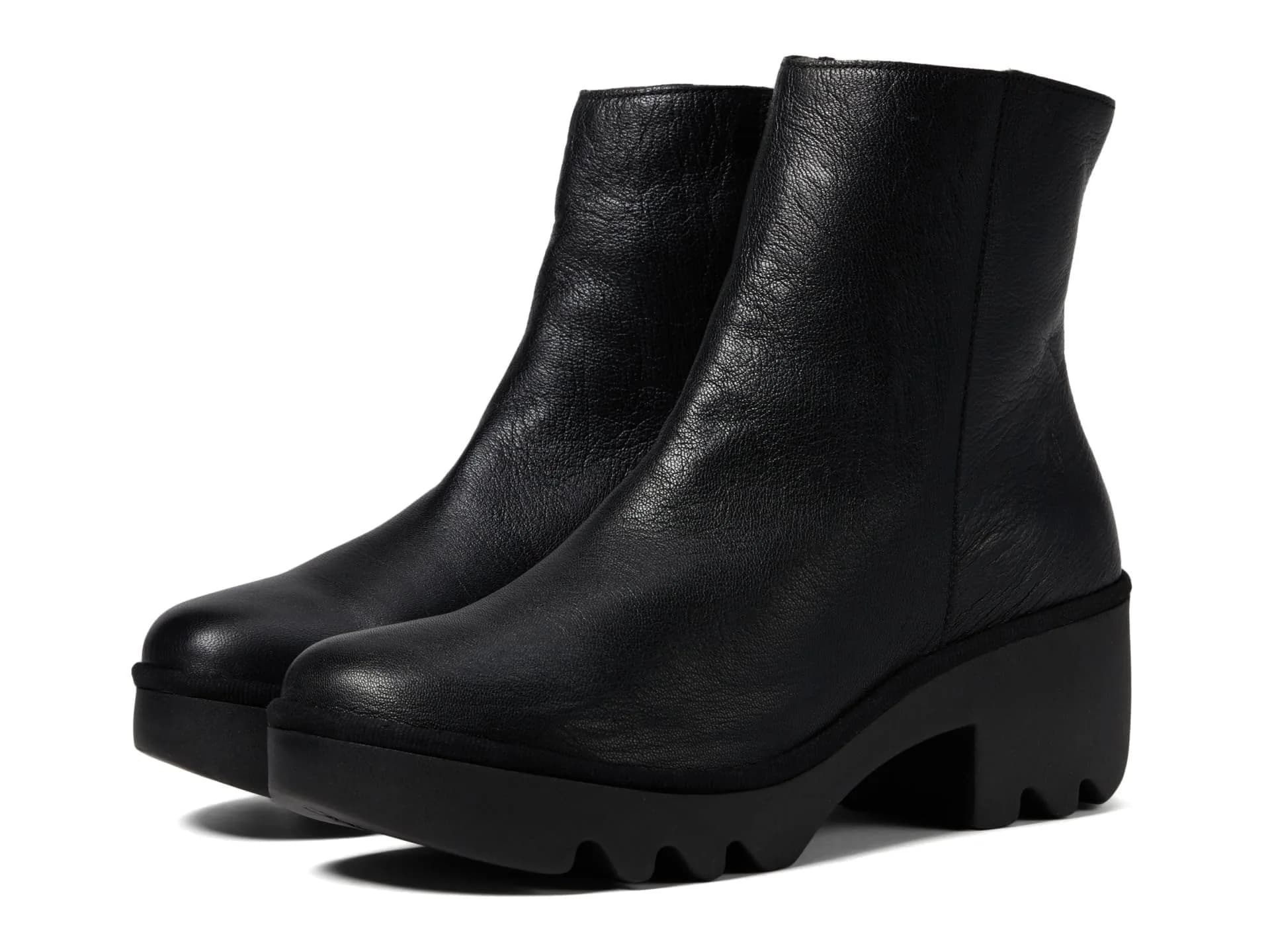 FLY London Womens TOOR513FLY Black 8-8.5 Medium | Cushioned Leather Boot with Zipper — Black