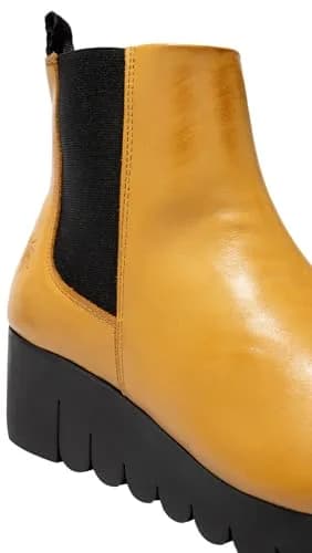 FLY London VAZE177FLY Burn Leather Mustard Boots 7-7.5 US | 6cm Wedge Heel, Ankle Boot, Casual thumbnail 4