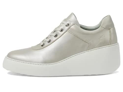 Fly London Dipo638fly Women's Silver Sneakers | 2.5 Inch Wedge Heel, Genuine Leather, Casual Comfort thumbnail 5