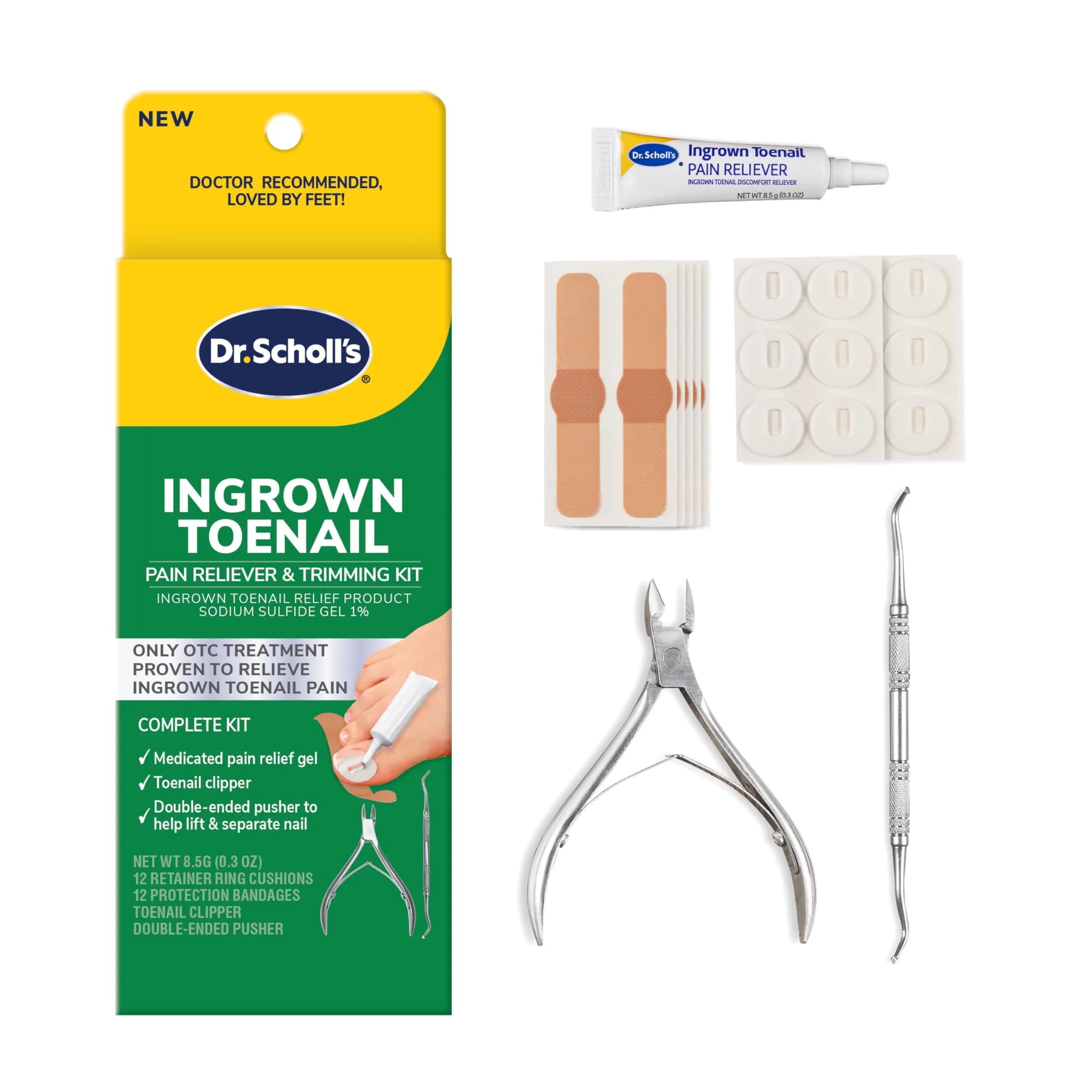 Dr. Scholl's Ingrown Toenail Pain Reliever & Trimming Kit 0.3 oz (8.87 ml) | Medicated Gel for Fast Pain Relief
