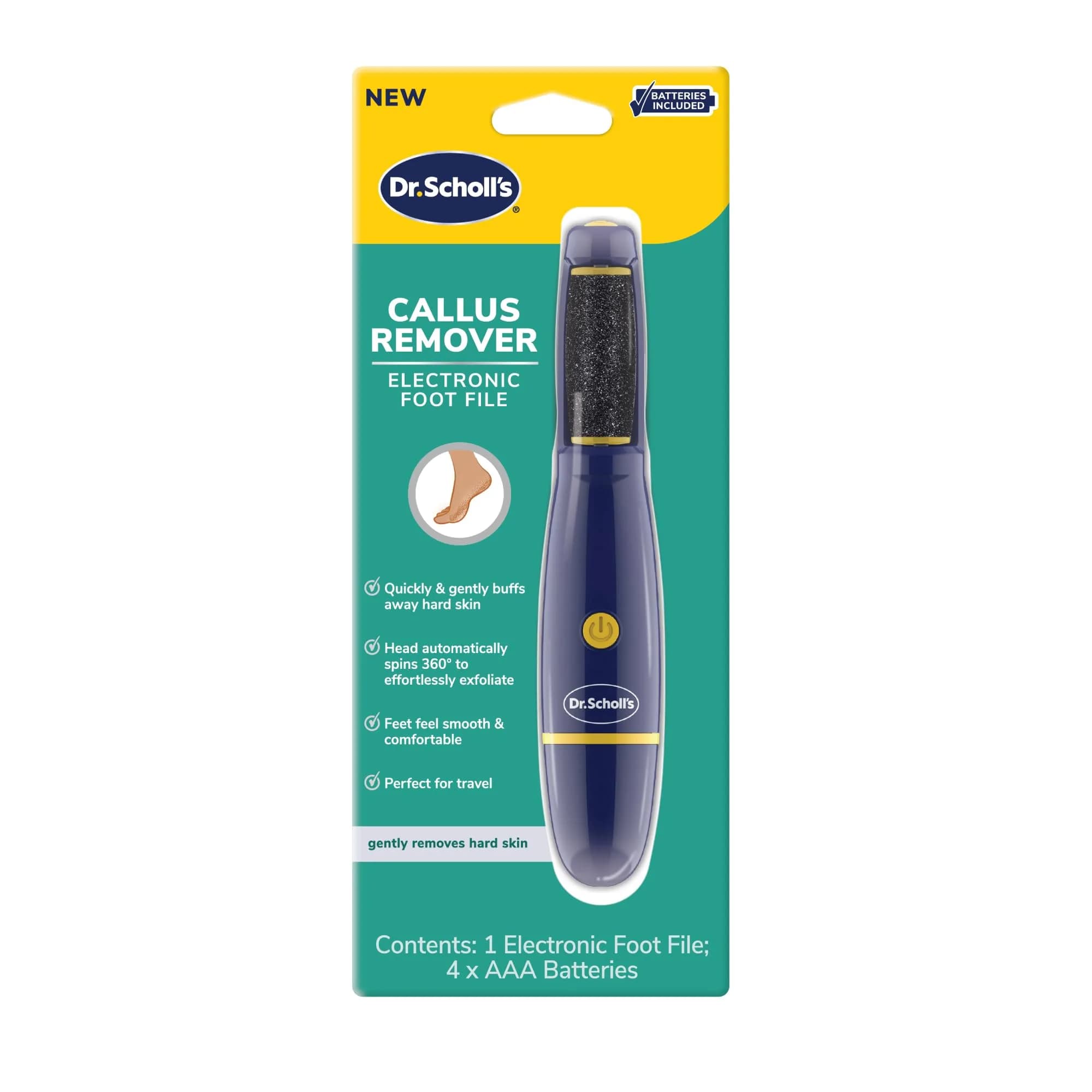 Dr. Scholl's Electronic Foot File with AAA Batteries Included | Removes Callused Skin Effortlessly - main product image