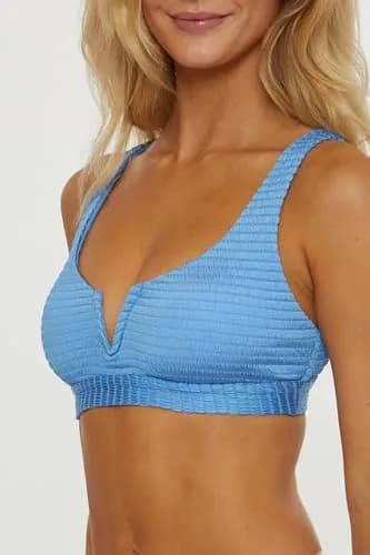 ISABELLA ROSE Maza Women's V-Wire Bralette Bikini Top Adjustable Tie Back Provence Blue thumbnail 2