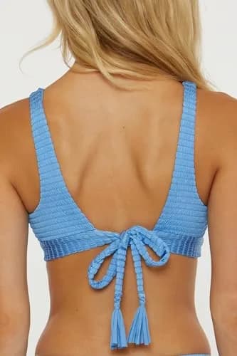 ISABELLA ROSE Maza Women's V-Wire Bralette Bikini Top Adjustable Tie Back Provence Blue thumbnail 3