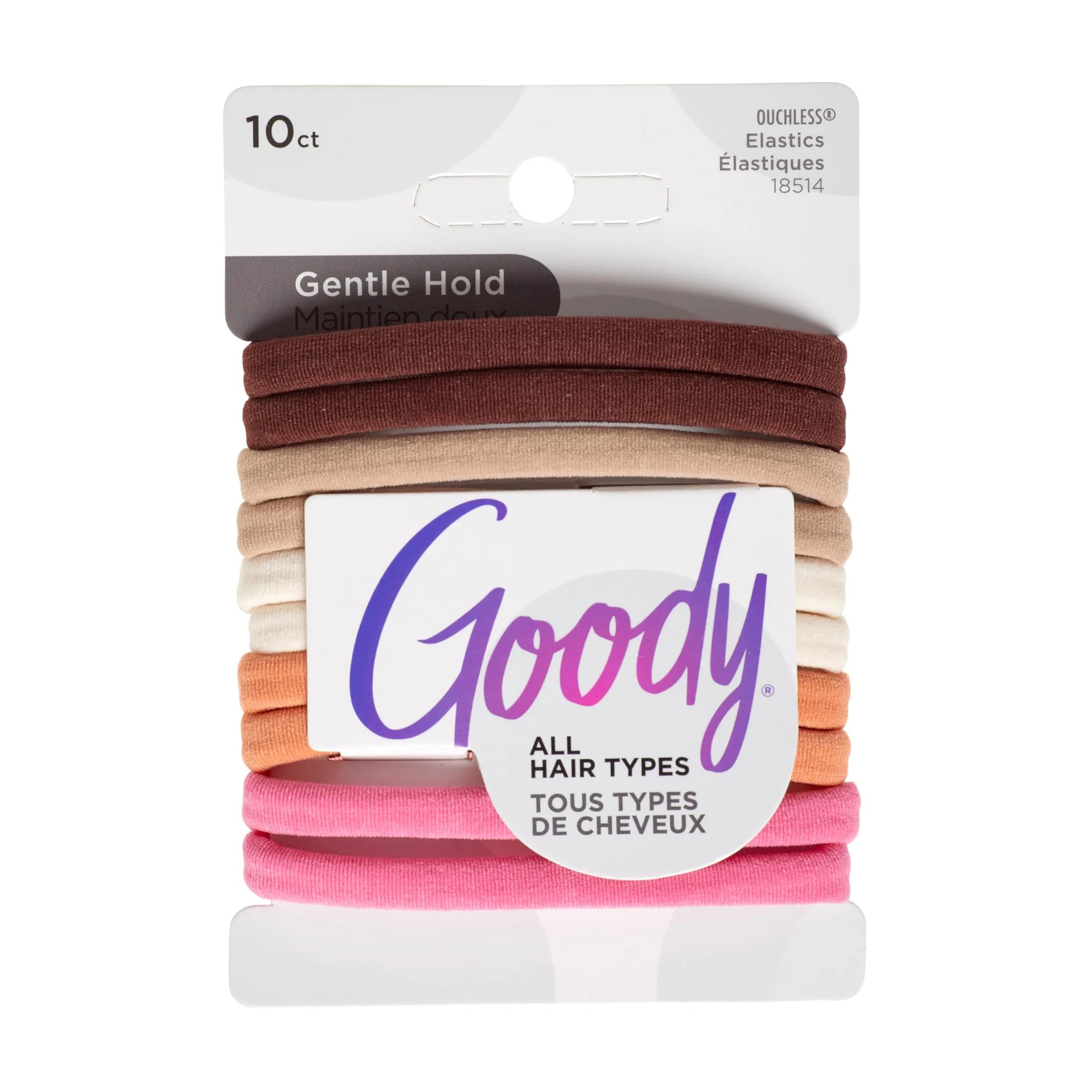 Goody Ouchless Seamless Hair Elastics, 10 Ct, Warm Tones | Damage-Free Gentle Hold Ties for All Hair Types