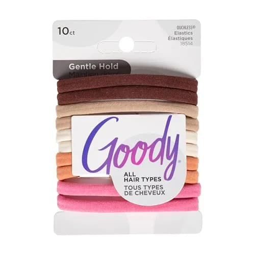 Goody Ouchless Seamless Hair Elastics, 10 Ct, Warm Tones | Damage-Free Gentle Hold Ties for All Hair Types thumbnail 1