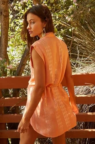 ISABELLA ROSE Villa - Women's Belted Dress, Collared Button-Up, Casual, Beach Cover Ups for Women, Apricot Ice, Medium thumbnail 6