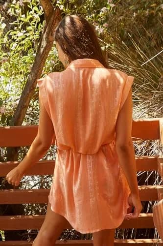 ISABELLA ROSE Villa - Women's Belted Dress, Collared Button-Up, Casual, Beach Cover Ups for Women, Apricot Ice, Medium thumbnail 7