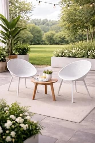 2xhome Modern Patio Dining Chairs | Perforated Egg-Shaped Weather Resistant Set of 2 thumbnail 1