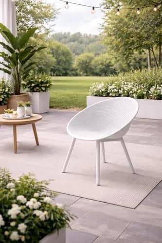 2xhome Modern Patio Dining Chairs | Perforated Egg-Shaped Weather Resistant Set of 2 thumbnail 4
