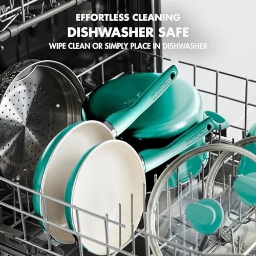 GreenPan Rio 8" Frying Pan Skillet and Silicone Spatula Set | Toxin-Free Ceramic Nonstick, Turquoise thumbnail 4