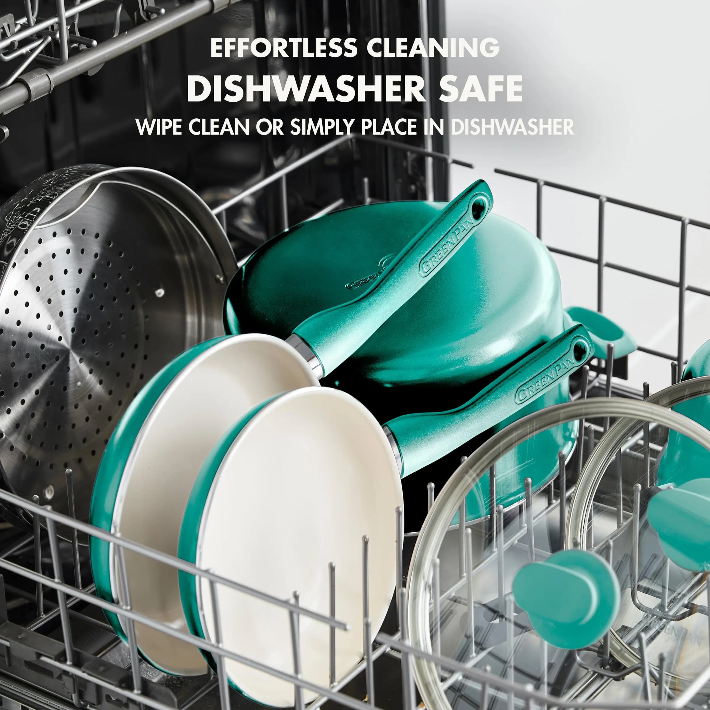 GreenPan Rio 8" Frying Pan Skillet and Silicone Spatula Set | Toxin-Free Ceramic Nonstick, Turquoise - view 4
