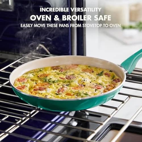 GreenPan Rio 8" Frying Pan Skillet and Silicone Spatula Set | Toxin-Free Ceramic Nonstick, Turquoise thumbnail 3