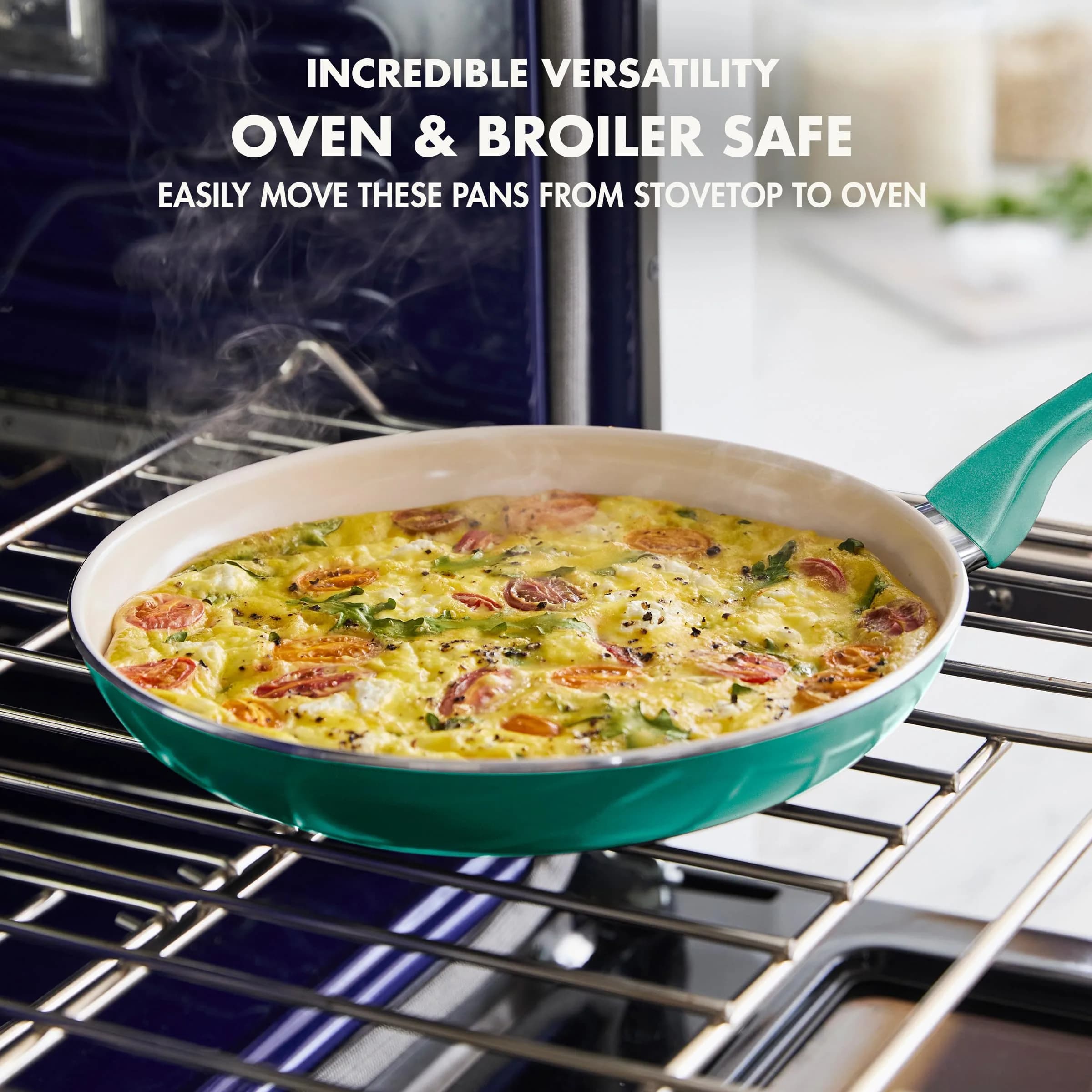 GreenPan Rio 8" Frying Pan Skillet and Silicone Spatula Set | Toxin-Free Ceramic Nonstick, Turquoise - view 3