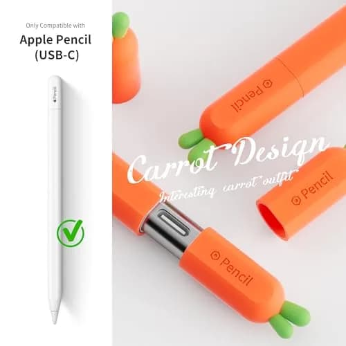 ELETIUO Silicone Case for Apple Pencil USB-C Carrot | Anti-Slip Magnetic Cover (0.082kg) thumbnail 5