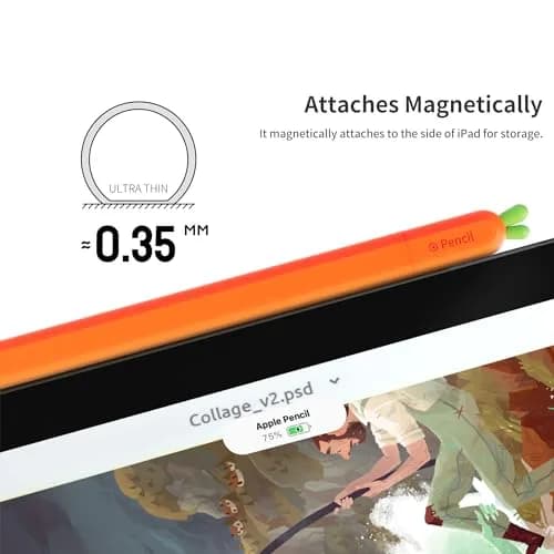 ELETIUO Silicone Case for Apple Pencil USB-C Carrot | Anti-Slip Magnetic Cover (0.082kg) thumbnail 3