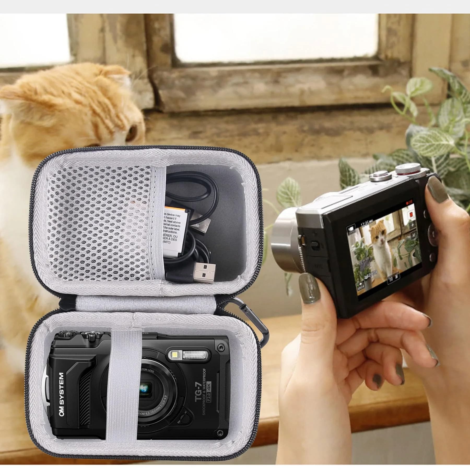 WERJIA Hard Carrying Case for Olympus Tough TG-7/TG-6/TG-5/TG-4 Digital Camera Case (Grey, 12.7cm x 8.1cm x 4.6cm) - view 7