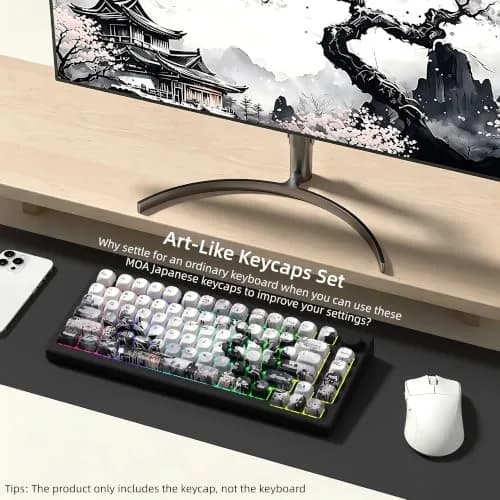 Womier MOA Japanese Keycaps Set M-Beige, 130 Keys | Doubleshot PBT Keycaps for Mechanical Keyboards thumbnail 5