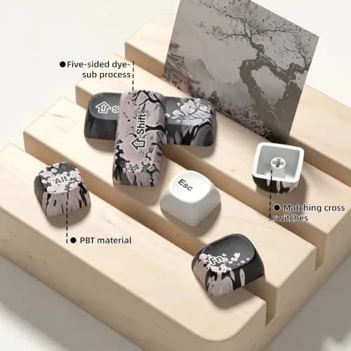 Womier MOA Japanese Keycaps Set M-Beige, 130 Keys | Doubleshot PBT Keycaps for Mechanical Keyboards thumbnail 3