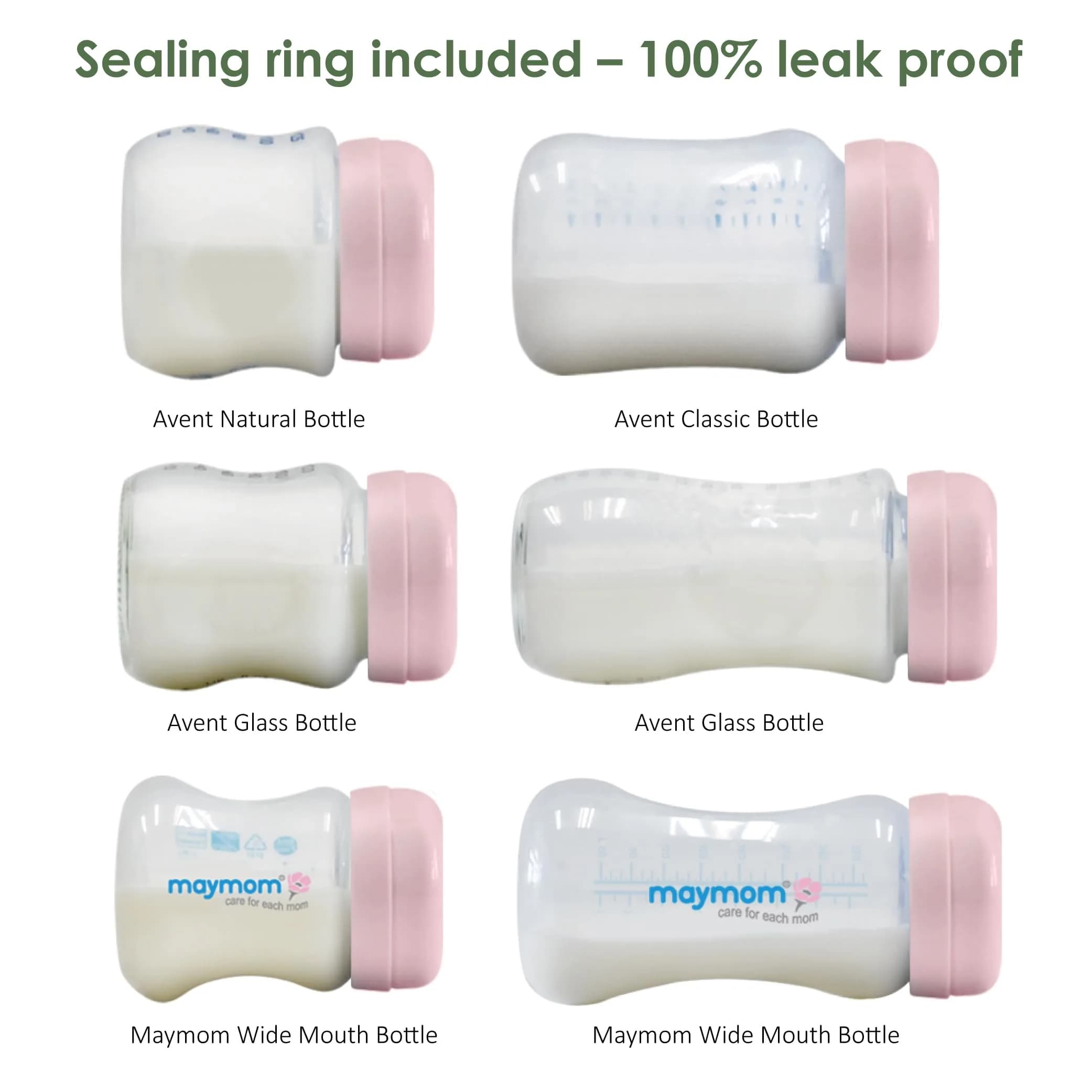 Maymom Solid Lids Aka Travel Caps with Sealing Ring for Avent Bottles, 6 Count Pink | BPA-Free & FDA Compliant - view 6