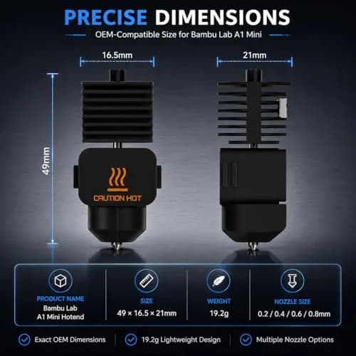 HIKUDIY 0.8mm Hotend Kit for Bambu Lab A1/A1 Mini | High-Performance 3D Printer Parts thumbnail 7