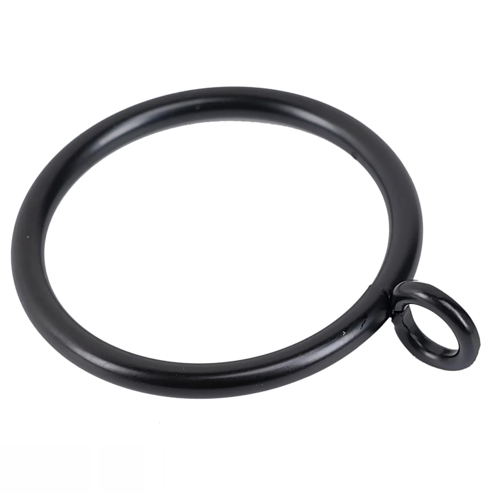 Exselens Black Metal Curtain Rings with Eyelet, 1 Inch Inner Diameter, 24 Pcs | Heavy Duty Drapery Rings for Rods - main product image