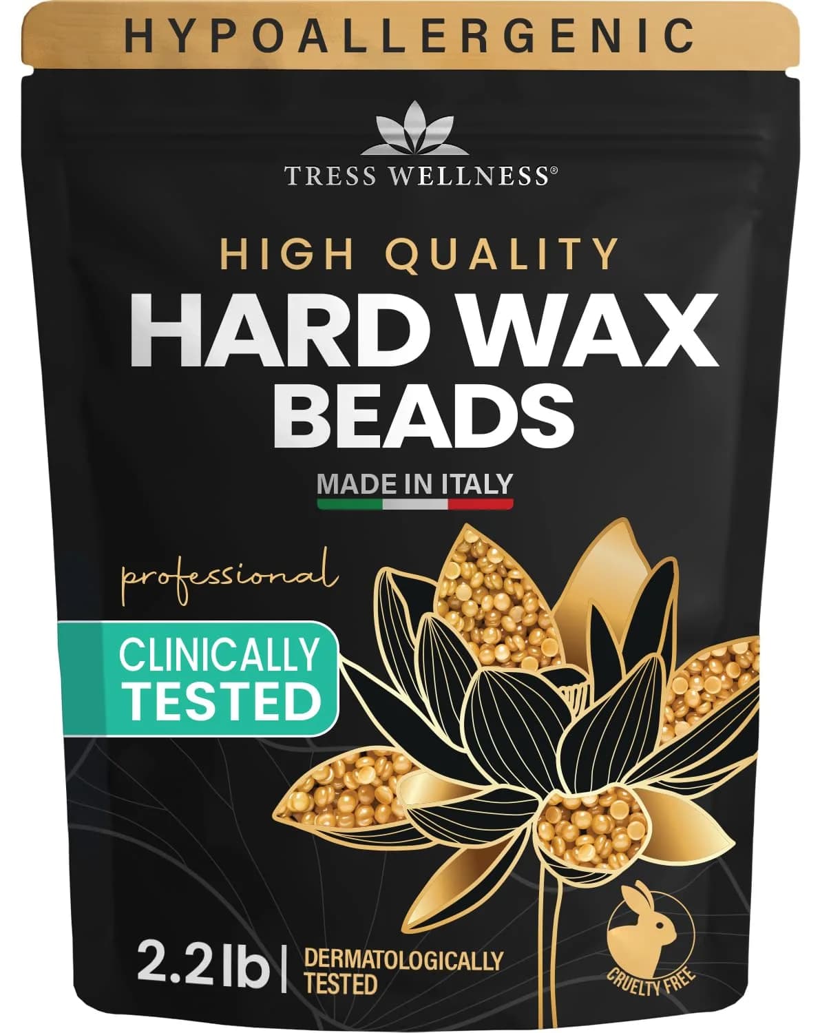Tress Wellness Hard Wax Beads for Hair Removal - 1kg (35.27 oz) - Dermatologically Tested, Unscented — Unscented