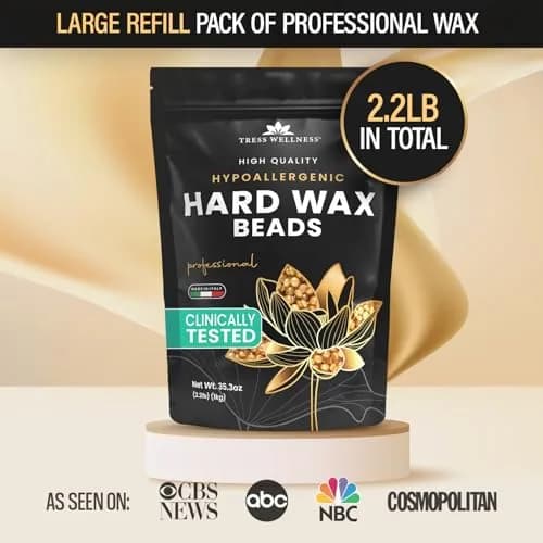 Tress Wellness Hard Wax Beads for Hair Removal - 1kg (35.27 oz) - Dermatologically Tested, Unscented thumbnail 2