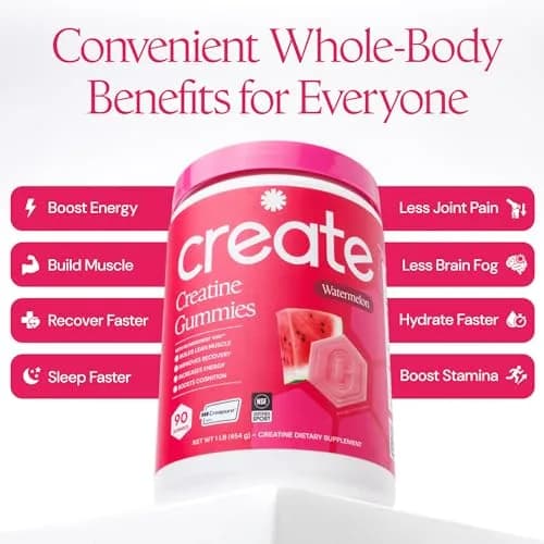 Create Creatine Monohydrate Gummies | 90 Count (270g / 90 servings) | Vegan, Gluten-Free, Anti-Melting Formula thumbnail 4