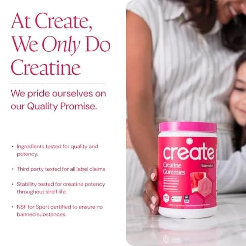 Create Creatine Monohydrate Gummies | 90 Count (270g / 90 servings) | Vegan, Gluten-Free, Anti-Melting Formula thumbnail 5