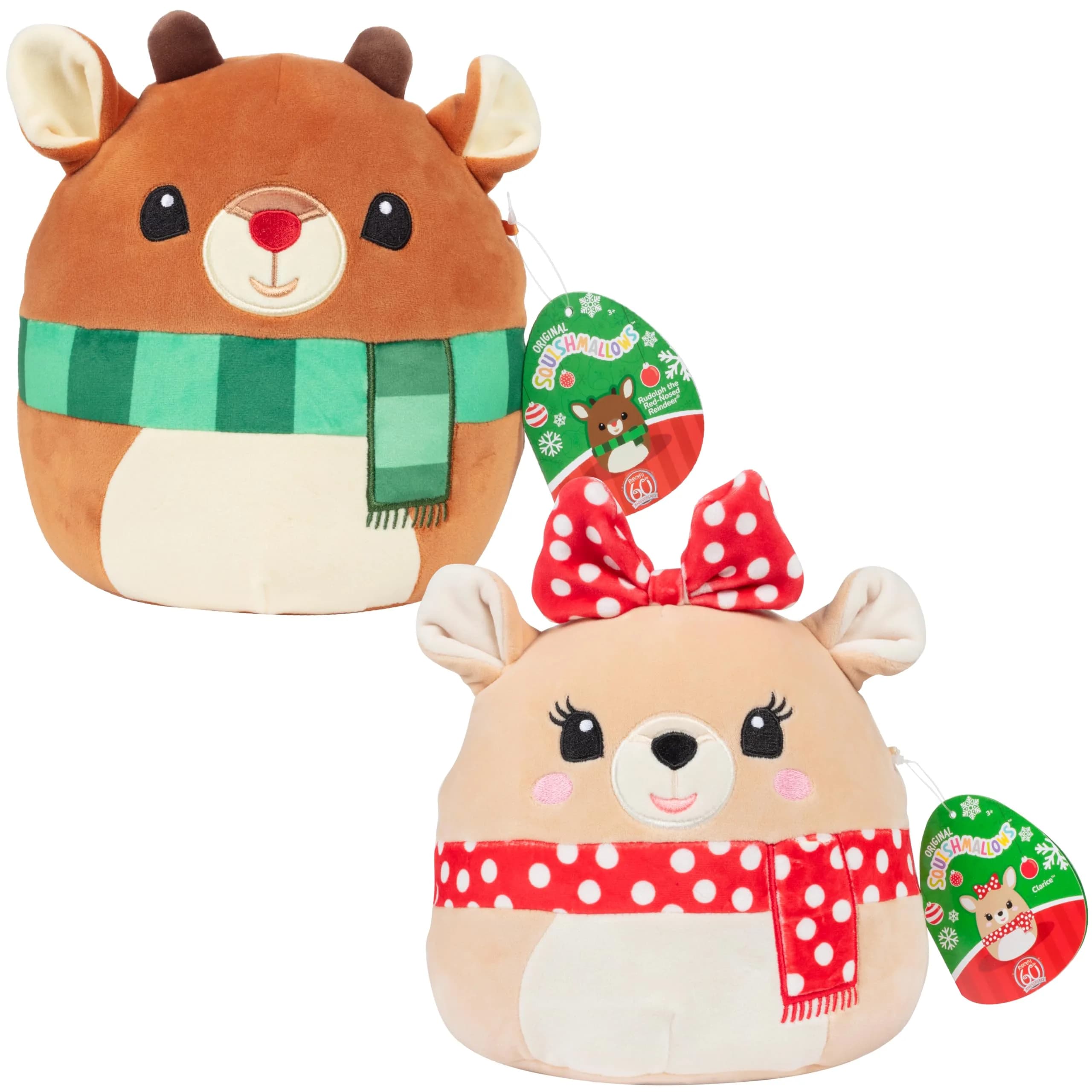 Squishmallows 8-Inch Clarice & Rudolph Plush Set | Soft, Collectible Holiday Toy for Kids — Brown