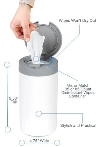 Inevibe Disinfecting Wipes Holder for Kitchen, Bathroom, Classroom | Airtight Push Button Design (White) thumbnail 4