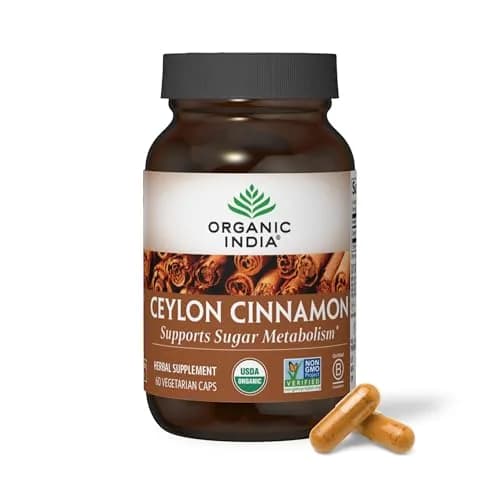 ORGANIC INDIA Ceylon Cinnamon Supplement Support Digestion 60 Capsules | USDA Organic, Vegan, Gluten-Free thumbnail 1