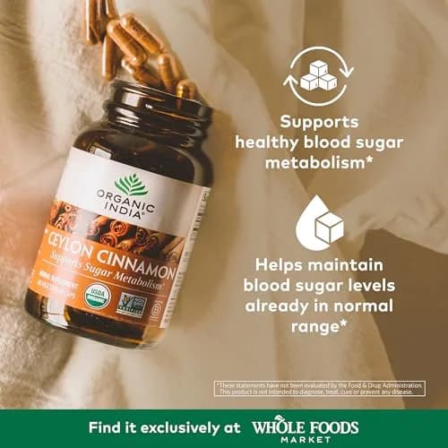 ORGANIC INDIA Ceylon Cinnamon Supplement Support Digestion 60 Capsules | USDA Organic, Vegan, Gluten-Free thumbnail 2