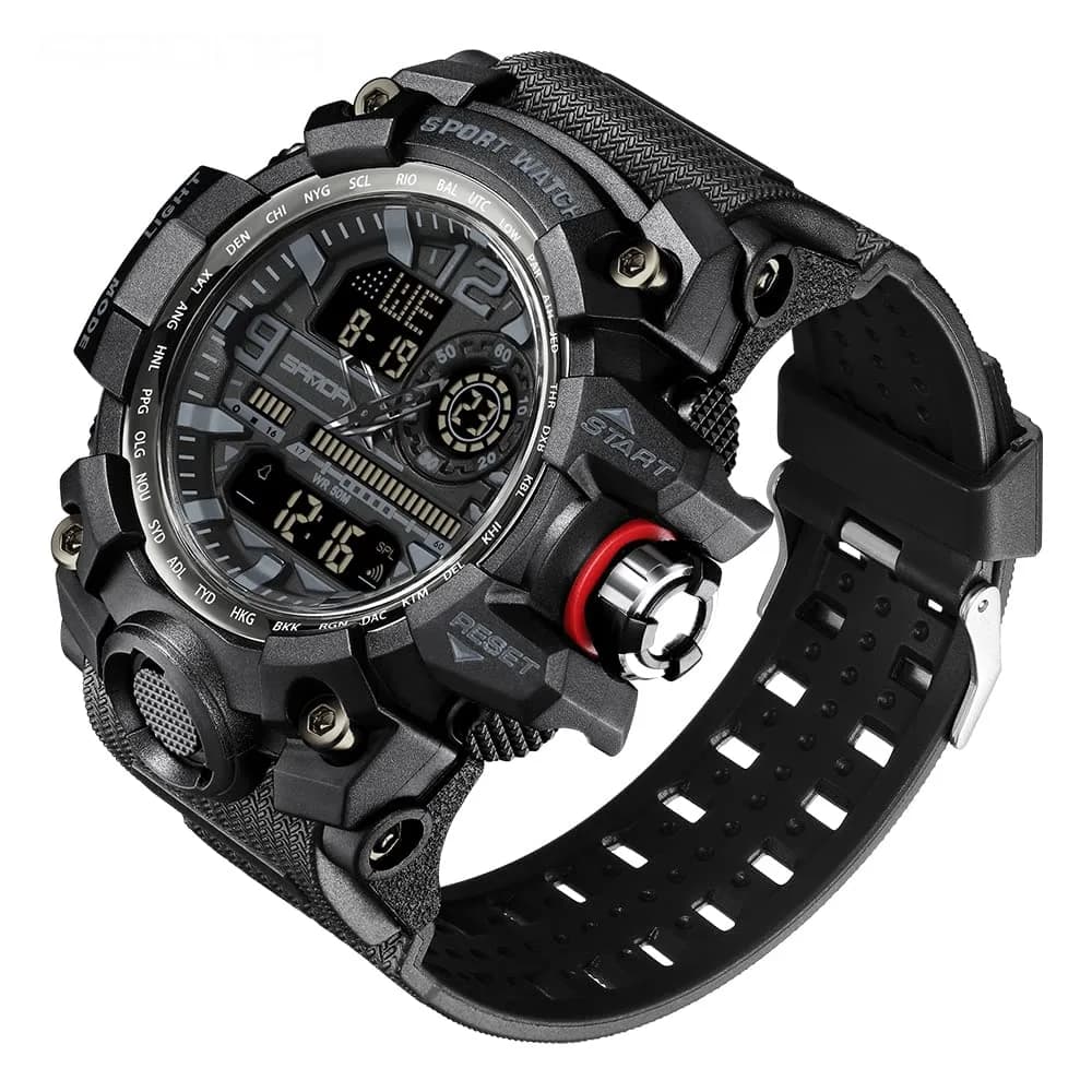 AIMES Men's 3311-Black Sport Watch 53mm | Dual Time Zone Military Watch with LED Alarm & Stopwatch - view 2